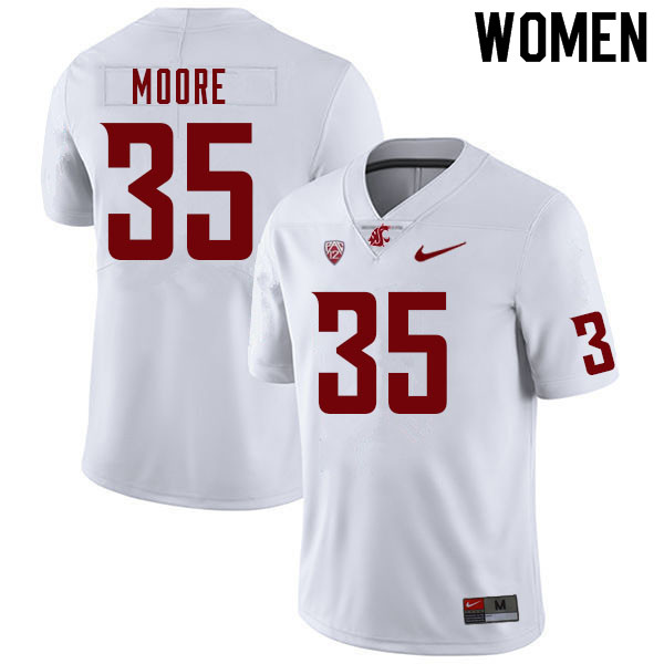 Women #35 CJ Moore Washington State Cougars College Football Jerseys Sale-White - Click Image to Close